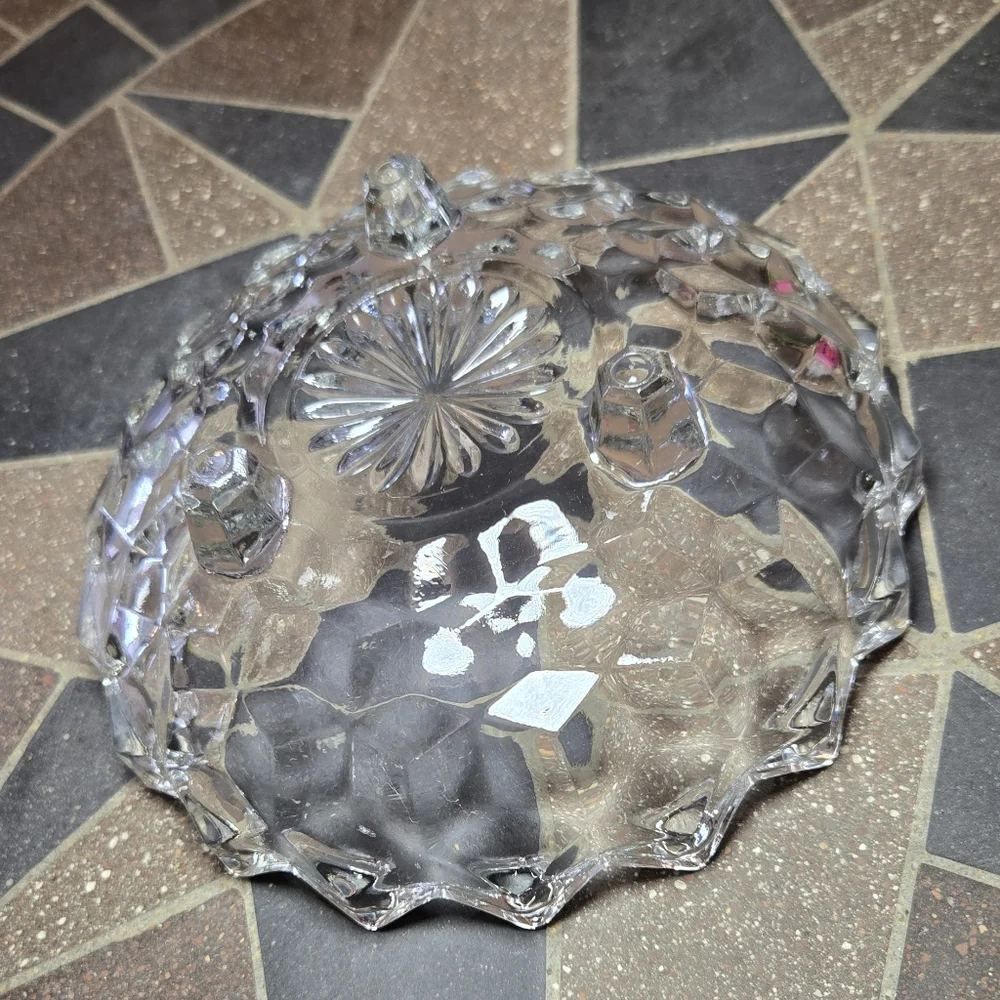 Clear Glass Cubist Tri-Footed Bowl